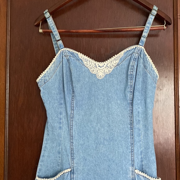 Vintage Denim and Lace Dress - Picture 3 of 9